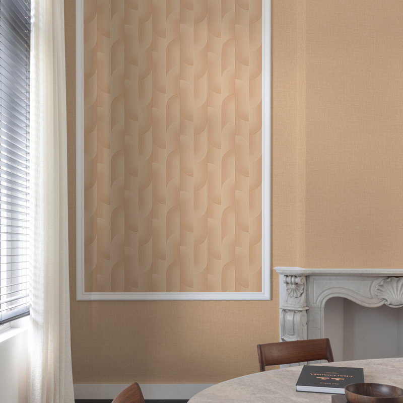 Precious Weaves Collection Geometric Swirls Wallpaper Roll, Orange