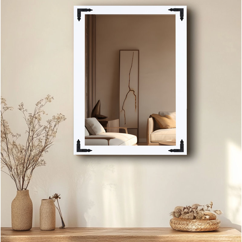 Heavner Flat Wall Mirror, 35.5" H x 29.5" W, White