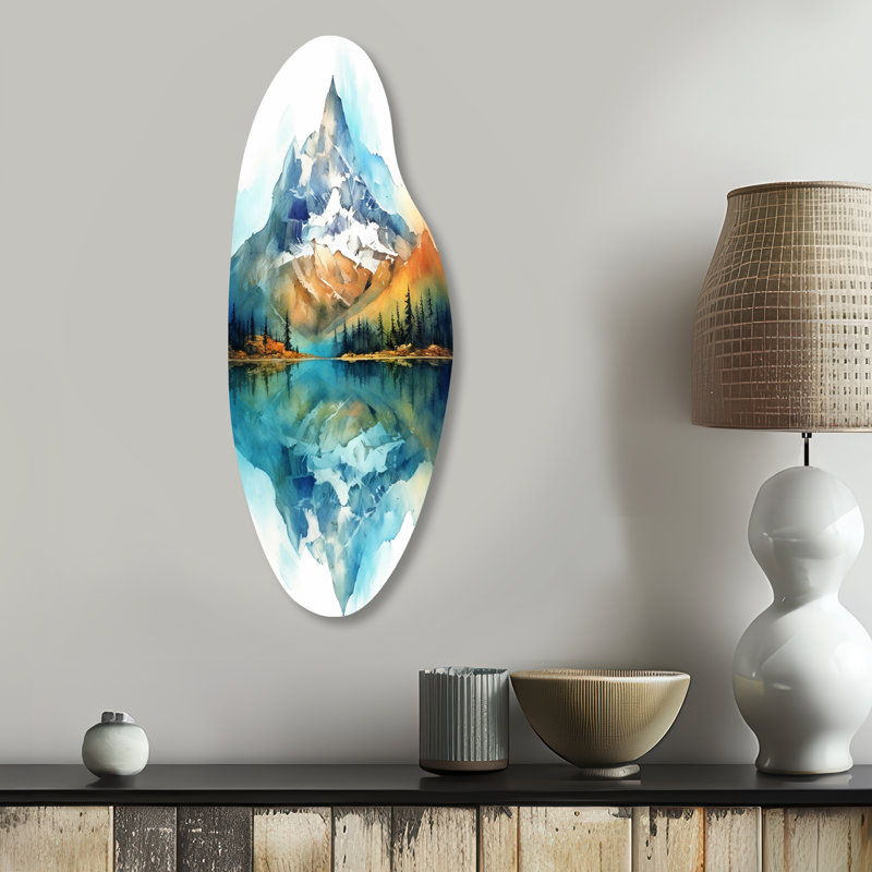 Gurkeerat - montagnes, forme incurvée, art mural en métal asymétrique, H 30 po x l 11 po
