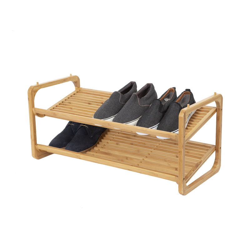 8 Pair Stackable Solid Wood Shoe Rack