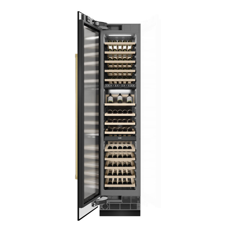 ZLINE Autograph 18 in. Black Stainless 68 Bottle Left Hinge Column Wine Cooler with Gold Accents, Right Handed, Gold