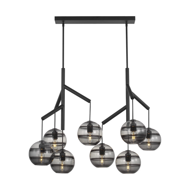 Sean Lavin Sedona 8-light LED double chandelier in nightshade black finish, Black
