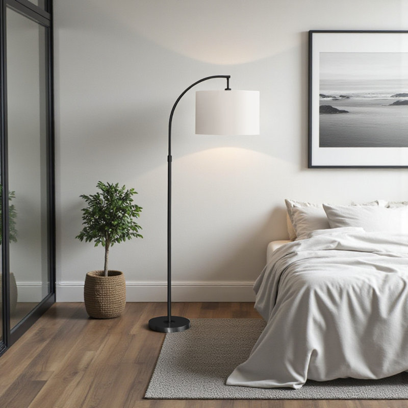 Glover Ivory Shade Floor Lamp With Black Metal Base, 64.78'' H X 15.80'' W X 26.01'' D