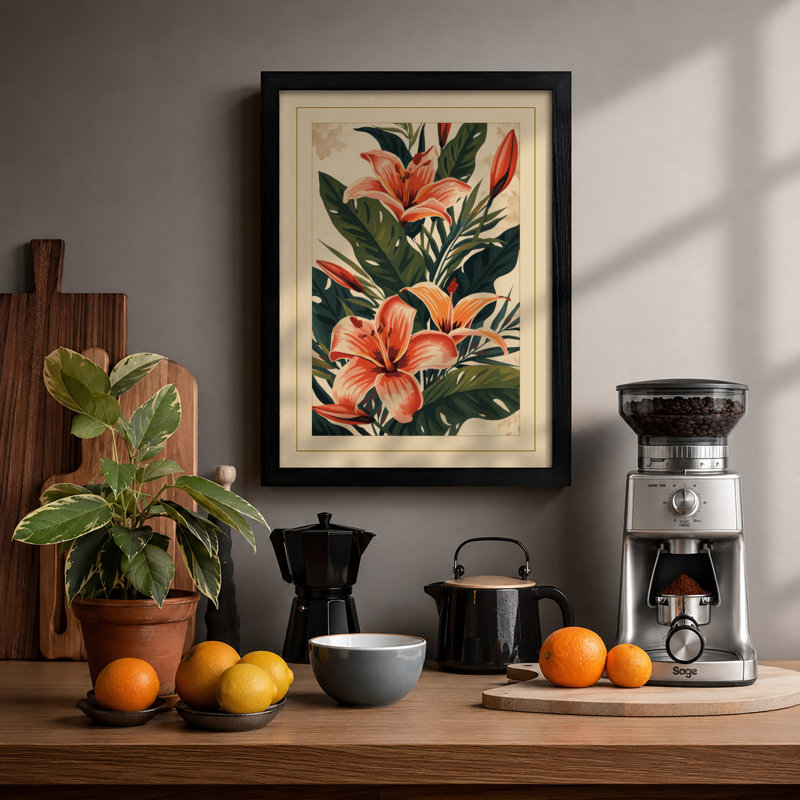 Flowering Plant Study Botanical - Print, A2 - 59.4 x 42.0 cm, Black