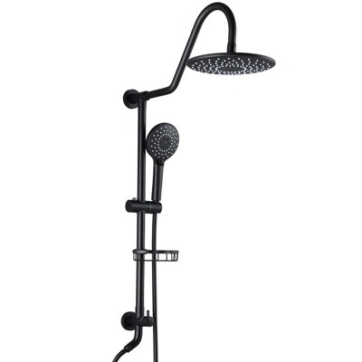 Système de douche à pluie et pomme de douche à main 10 po avec globule noir mat et rassemblement