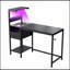 Bureau d'ordinateur avec prise de courant et tablettes de rangement, table d'écriture avec ports USB, station de travail pour bureau personnel-41921862