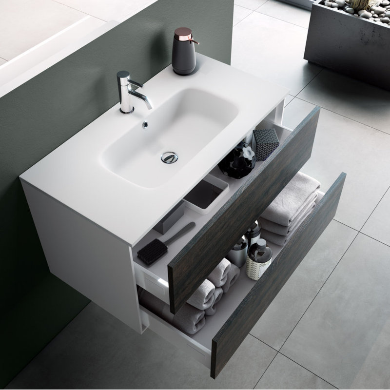 Abirad Vanity & Mirror Set, Dark Wood