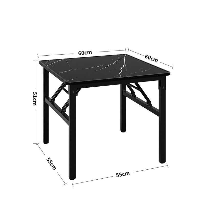 Denniston Metal Base Dining Table, Black, Black, 51cm H x 60cm L x 60cm W
