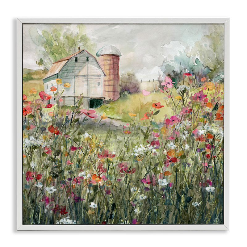 «Vibrant Meadow & Barn», estampe numérique encadrée par Carol Robinson, H 24 po x l 24 po x P 1,5 po