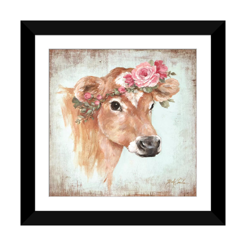 « rosie », reproduction sur toile, Papier avec cadre noir, Blanc, H 16 po x l 16 po x P 1 po