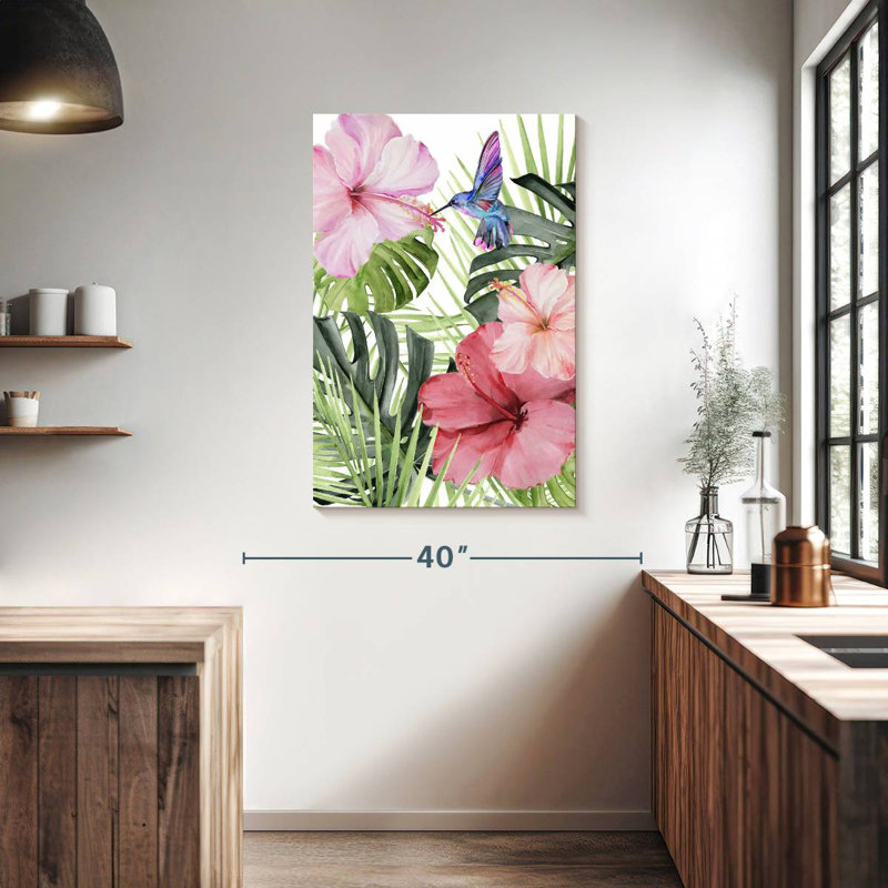Hibiscus et colibri Harnek I, H 39 po x l 26 po