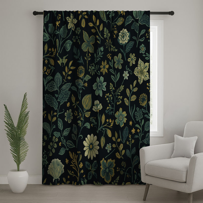 Rideaux de fenêtre à motif floral Botanical, Blockout, 50" x 80" - 1 Panel