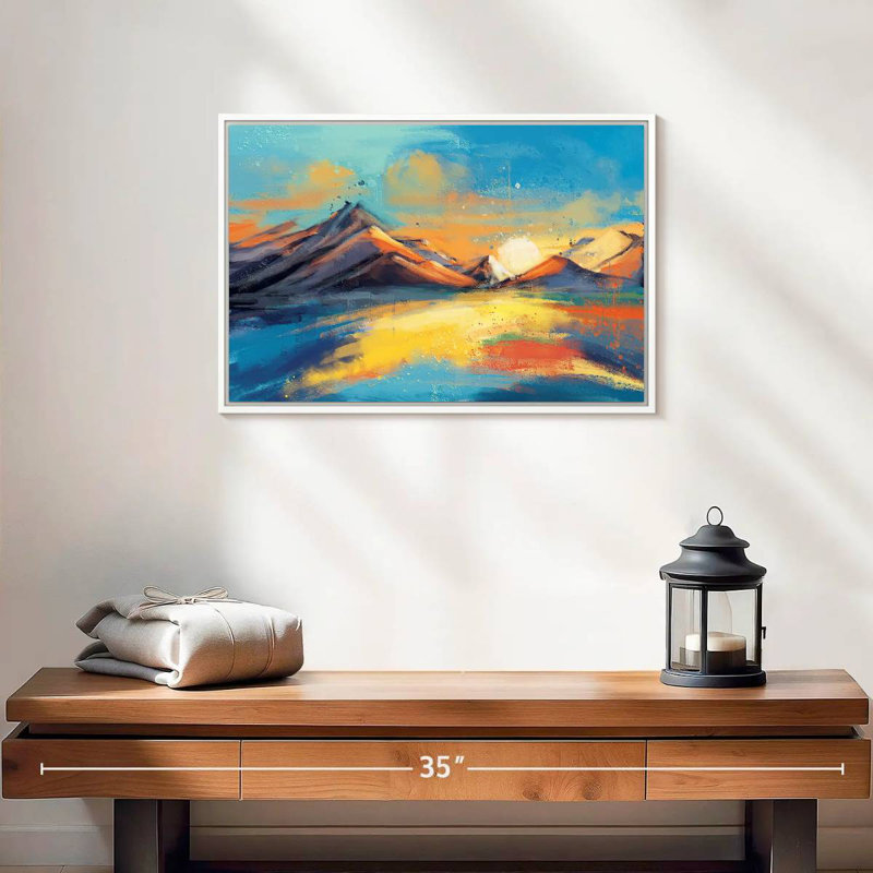 Coucher de soleil, paysage de Quenby, Cadre flottant blanc, 19 po x 13 po