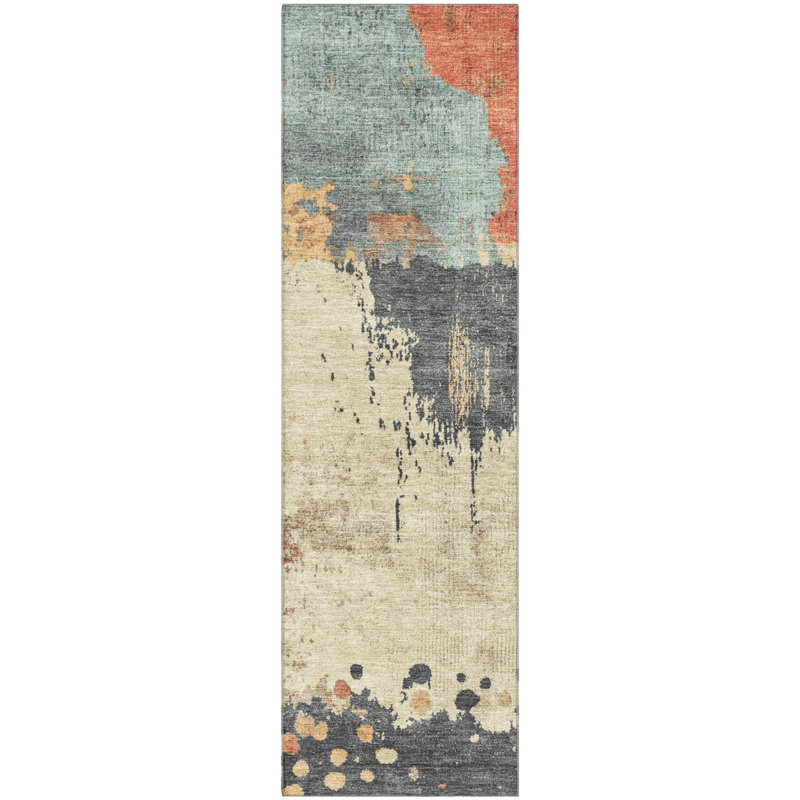 Premium Machine Washable Pinkston Abstract Rug, Runner 2'3" x 7'6"