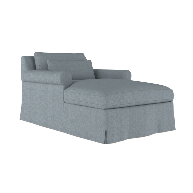Ludlow Chaise Lounge, Plush Velvet Silver Streak, Weathered