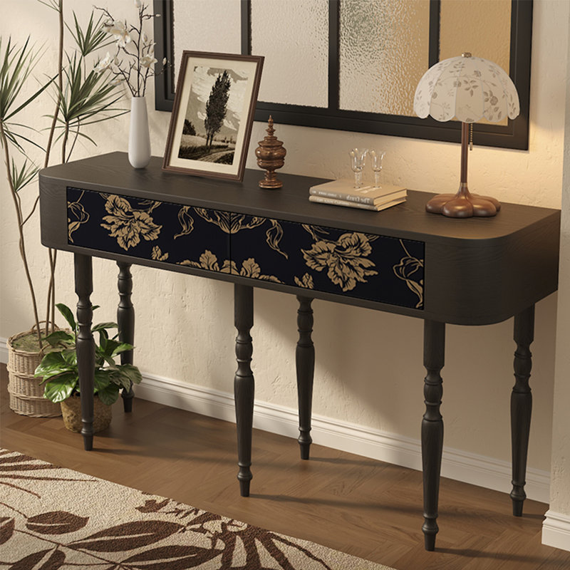 Console rétro avec 2 tiroirs, H 31,5 po x l 55,12 po x P 15,75 po