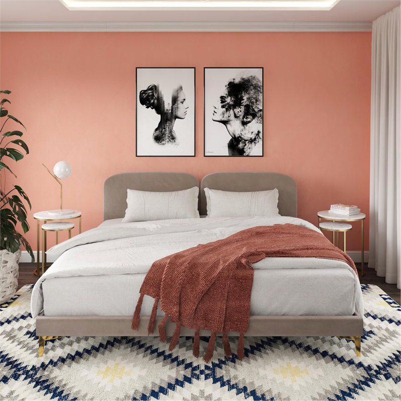 Comfortable Upholstered Bed, Taupe