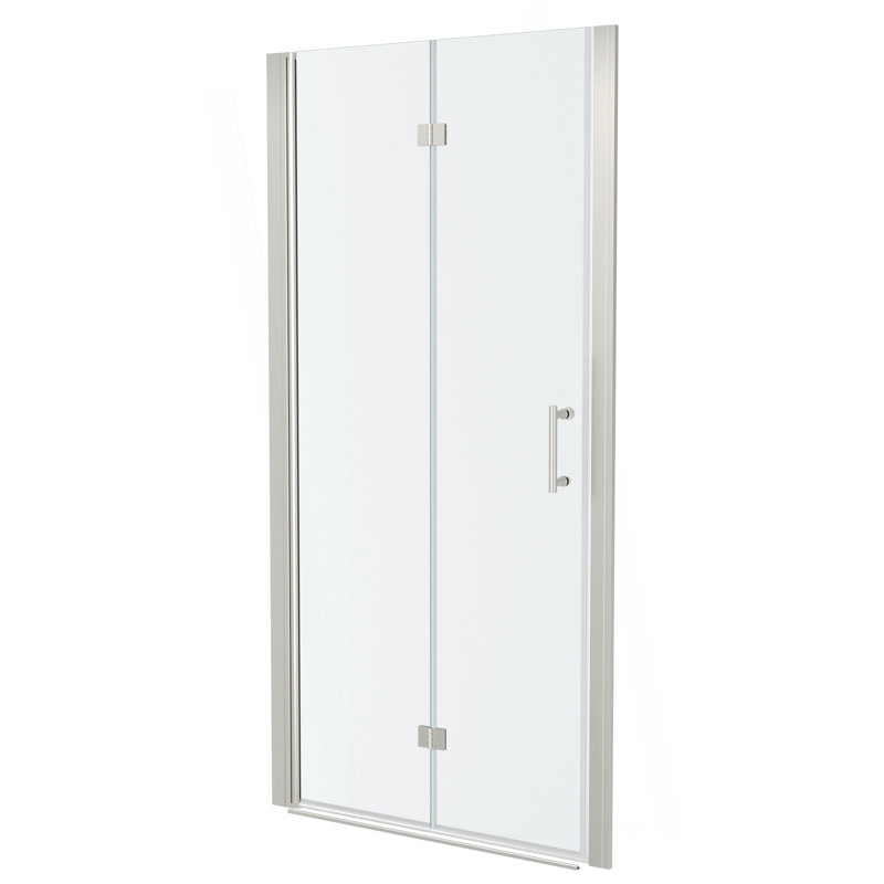 32"W X 72"H Fold Frameless Shower Door With Tempered Glass, Nickel