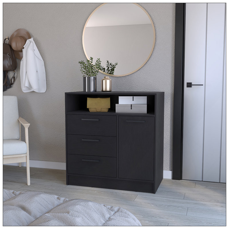 Commode à tiroirs Torrey, chambre à coucher, noir, Noir
