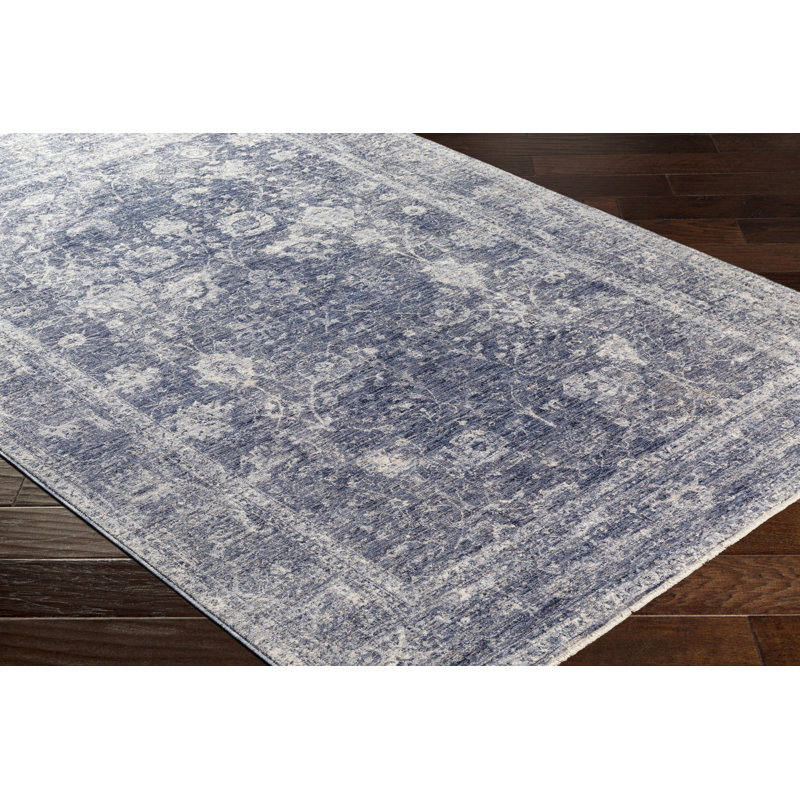 Tapis bleu à motif géométrique Longlier, Rectangle 3 pi 3 po x 5 pi
