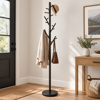 Porte-manteau sur pied de style brindille, cintre décoratif avec patères inclinées pour l'entrée et le salon