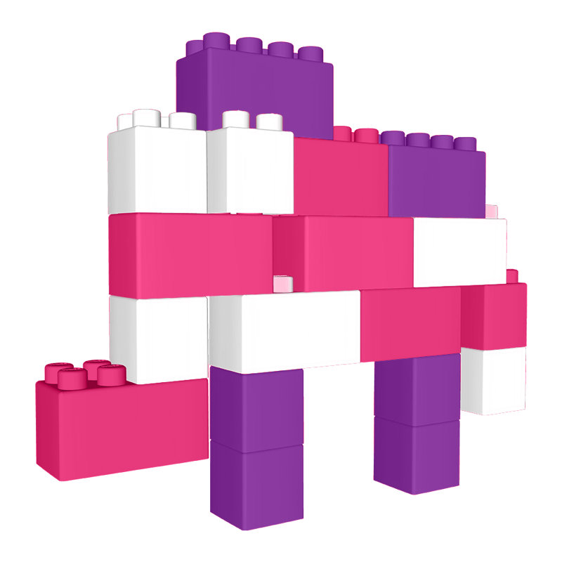 Blocs de construction Waloo Sports Jumbo, Rose / Mauve / Blanc, 25 pièces