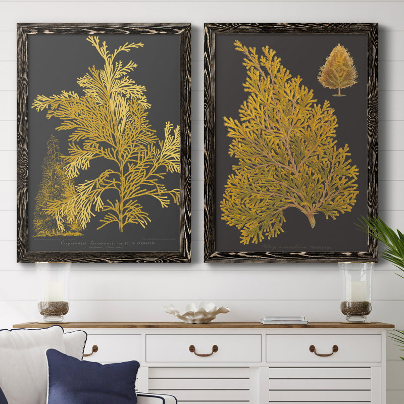 " Trees and Leaves I " 2 Piece Art Color Photography Print, 37.5" H x 55" W x 1.5" D, Black Framed Canvas