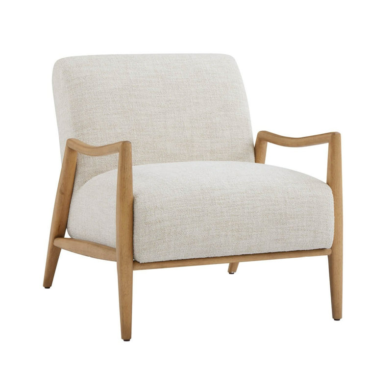 Universal Upholstery Chair, Beige Polyester/Medium Yellow Wood