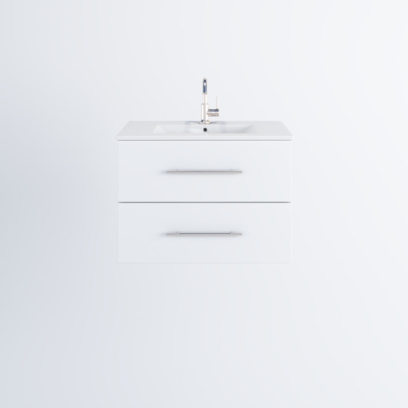 Ensemble de meuble-lavabo mural simple 30 po Agustiniano, Blanc