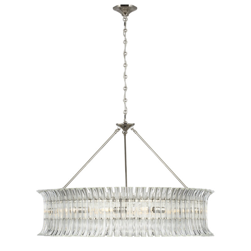 AERIN Rhine 36" Ring Chandelier with Crystal, Polished Nickel