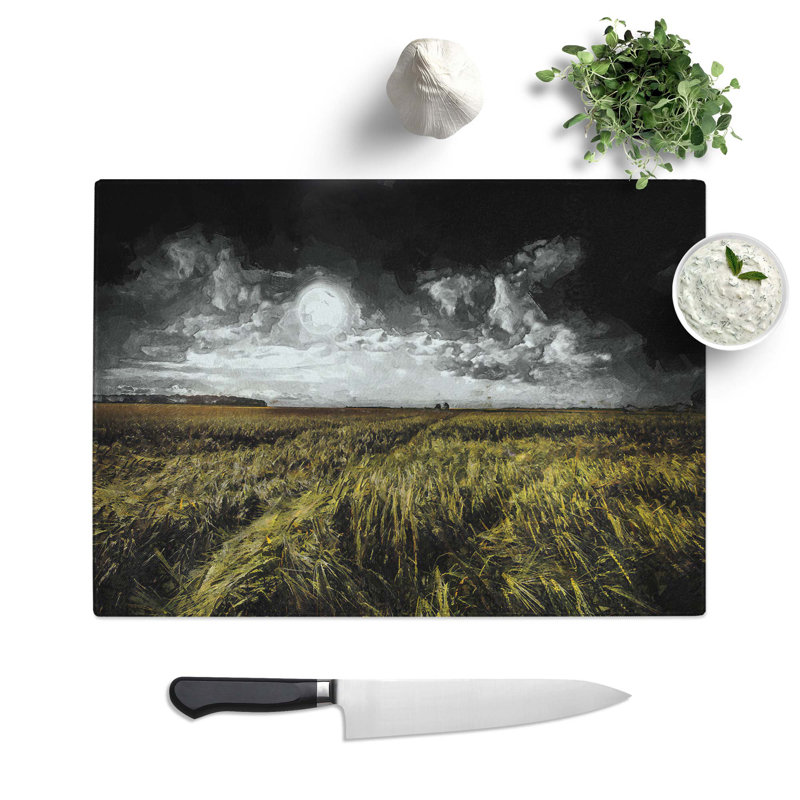 Glass Full Moon Over Germany Chopping Board, 39 cm W x 28.5 cm L