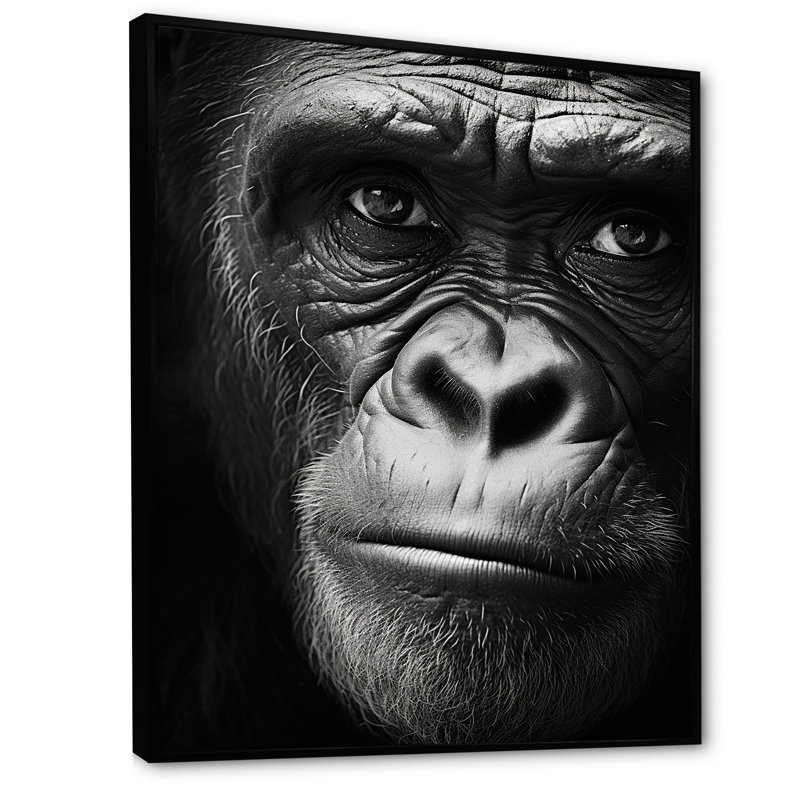 La matriarche gorille sur toile, H 40 po x l 30 po x P 1,5 po, Cadre flottant noir