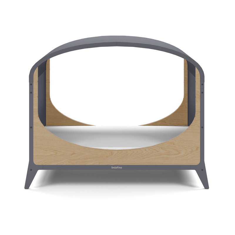 SnuzFino Cot Bed with Toddler Kit, Slate/Natural