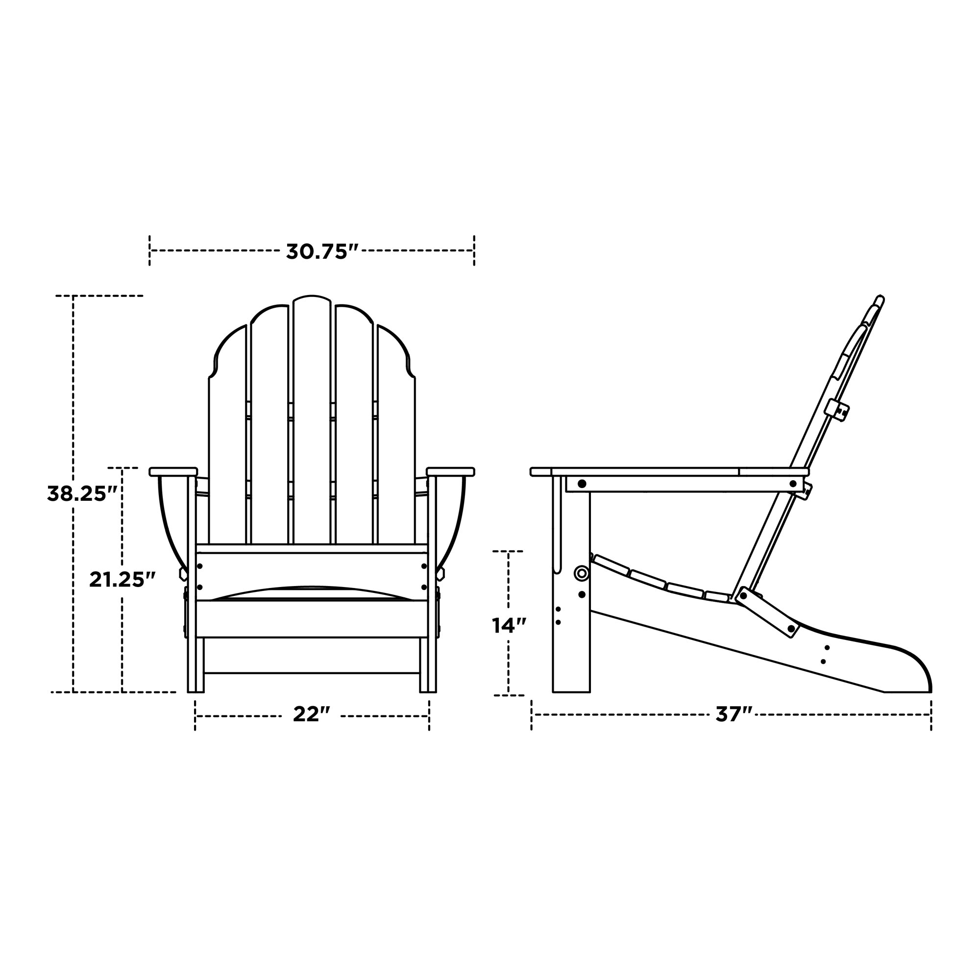 POLYWOOD Classic Adirondack Oversized Folding Adirondack Chair, Lemon