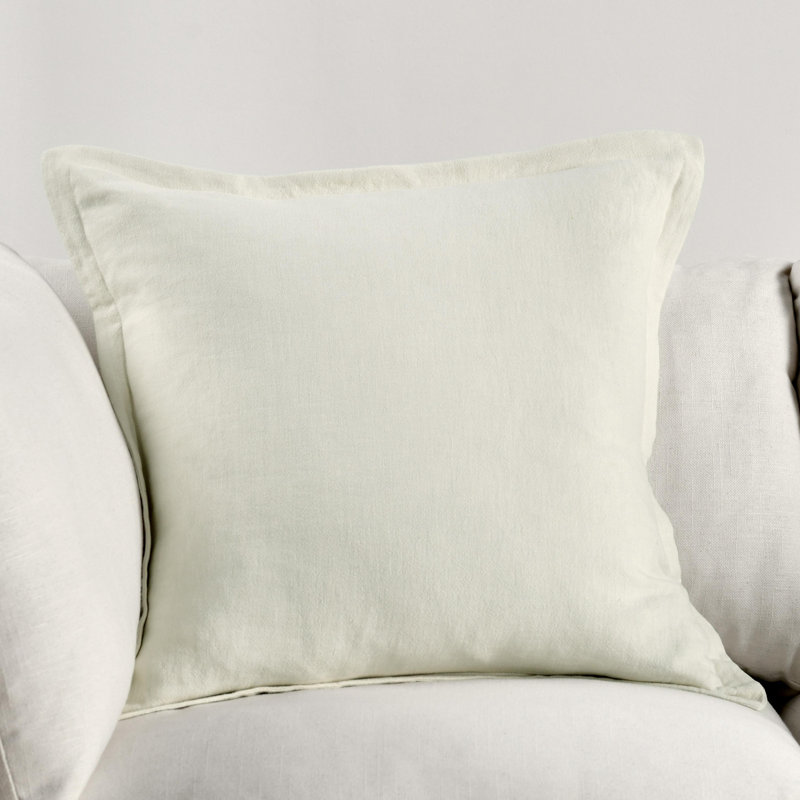 Amy Linen 22-Inch Square Throw Pillow, Ivory