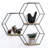 3 Piece Hexagon Metal Floating Shelf with Live Edge