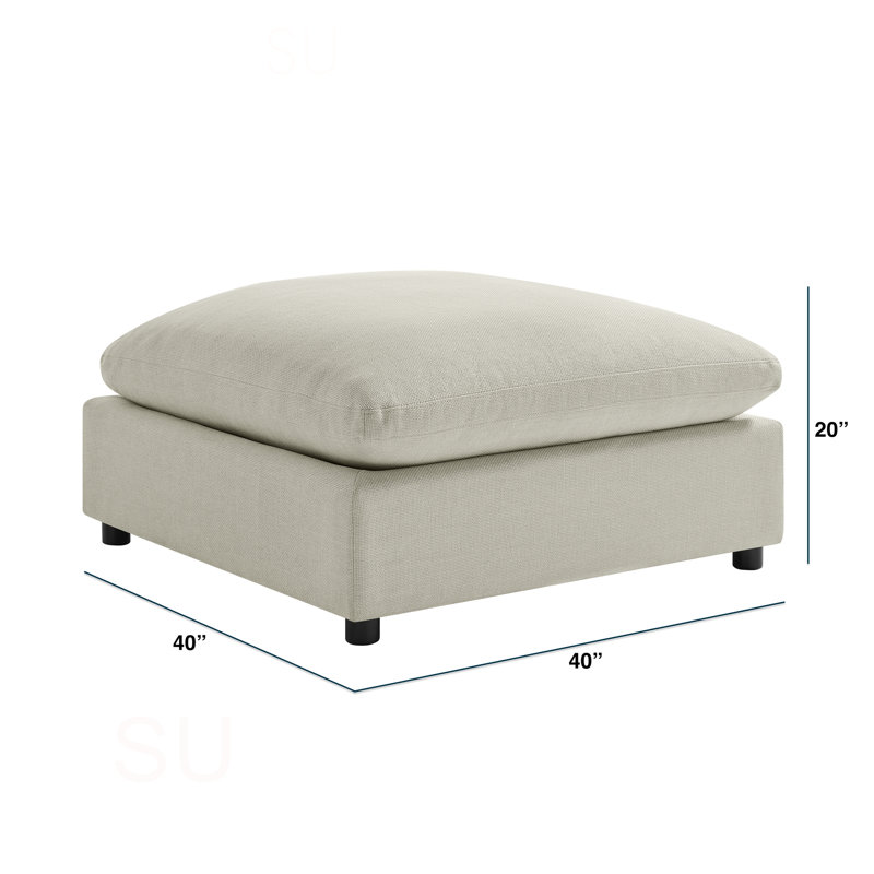 Cassandra Beige Fabric 40 In. Square Ottoman, Beige
