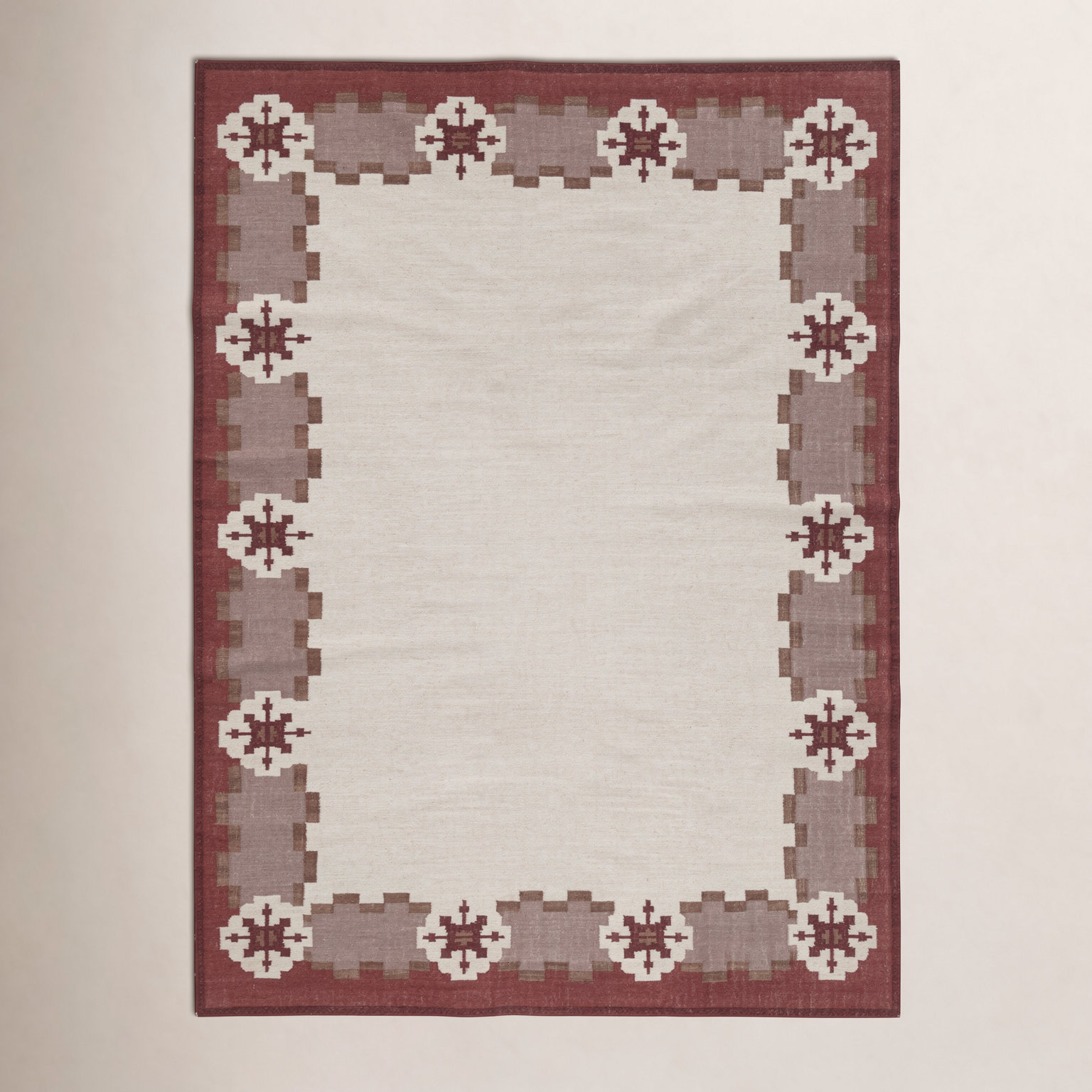 Heidi Nordic Flatweave Geometric Wool Rug, Red, 7'9x9'9