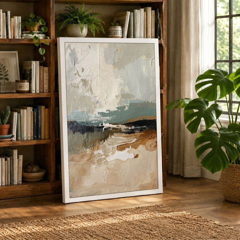 Layered Horizons Scandinavian - Wrapped Canvas, Ochre Border, 30x20 - 76.2 x 50.8 cm