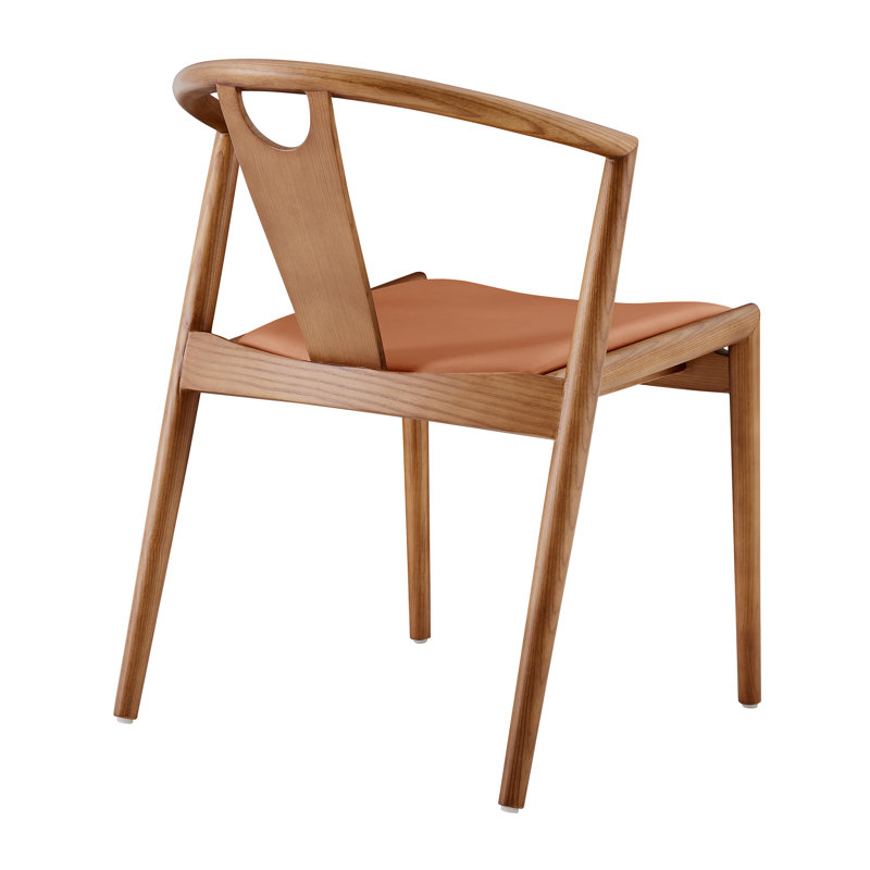 Chaise en cuir Ambra, Similicuir brun foncé / structure en noyer, 2