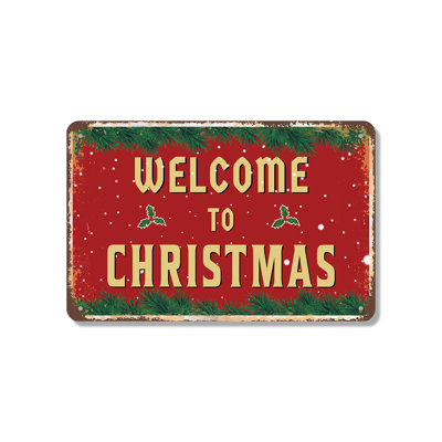 Welcome To Christmas (2 Pack) 7 Inch x 10 Inch Novelty Aluminum Sign
