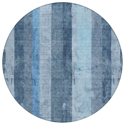 Machine Washable Indoor/Outdoor Cinead ACN1689 Blue Rug