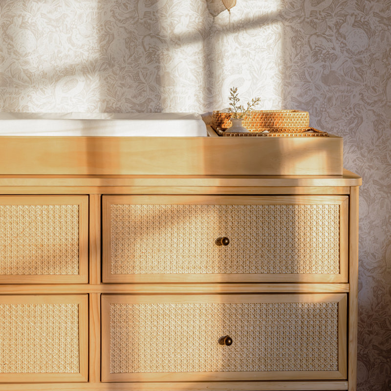 Marin with Cane 6 Drawer Dresser, Honey/ Honey Cane