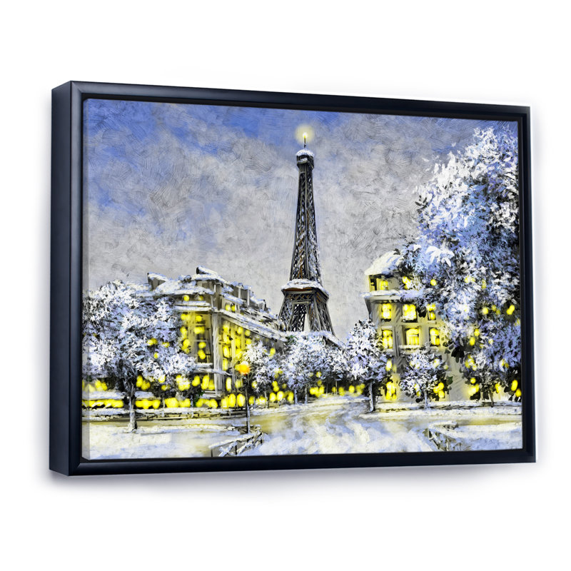 Paris à Noël, hiver Iii - on, H 12 po x l 20 po x P 1 po, Cadre flottant noir