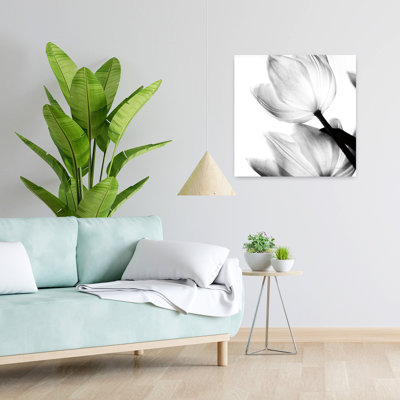 Contemporary Translucent Tulips Ii Crop With Black And White Florals Art