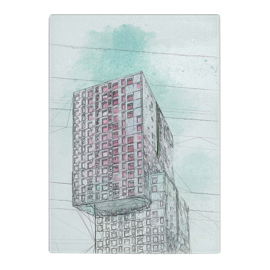 Tempered Glass Sketching the Architecture Vol.13 Chopping Board