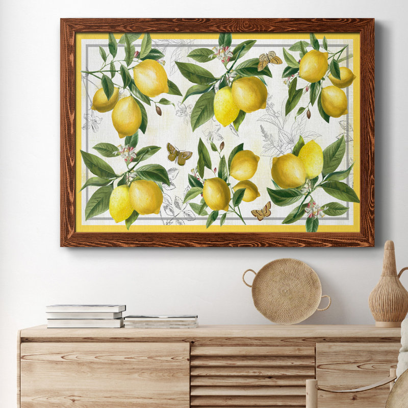 Lin citrons - Reproduction d'art graphique sur papier encadré, H 31,5 po x l 23,5 po x P 1,5 po, Érable