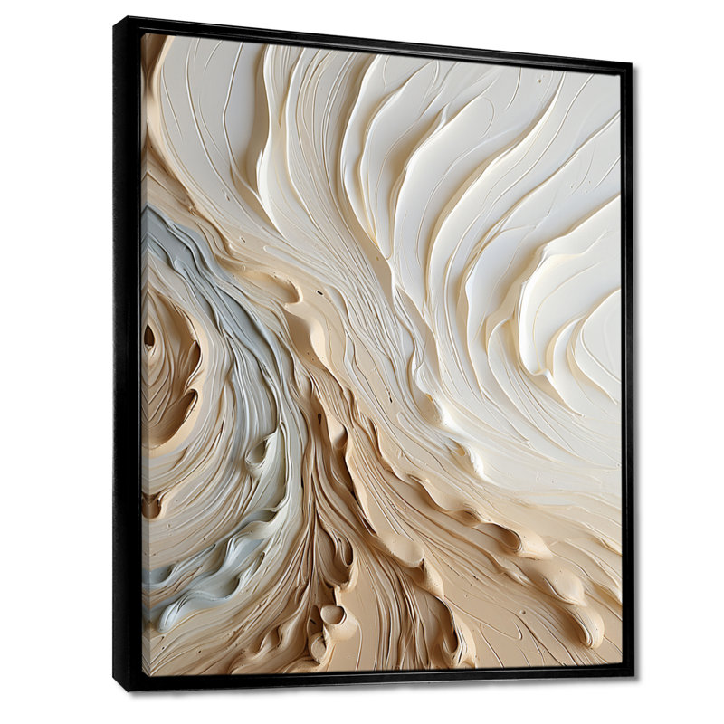 Reproduction d'art sur toile, blanc et or champagne III, Cadre flottant noir, H 32 po x l 24 po x P 1 po