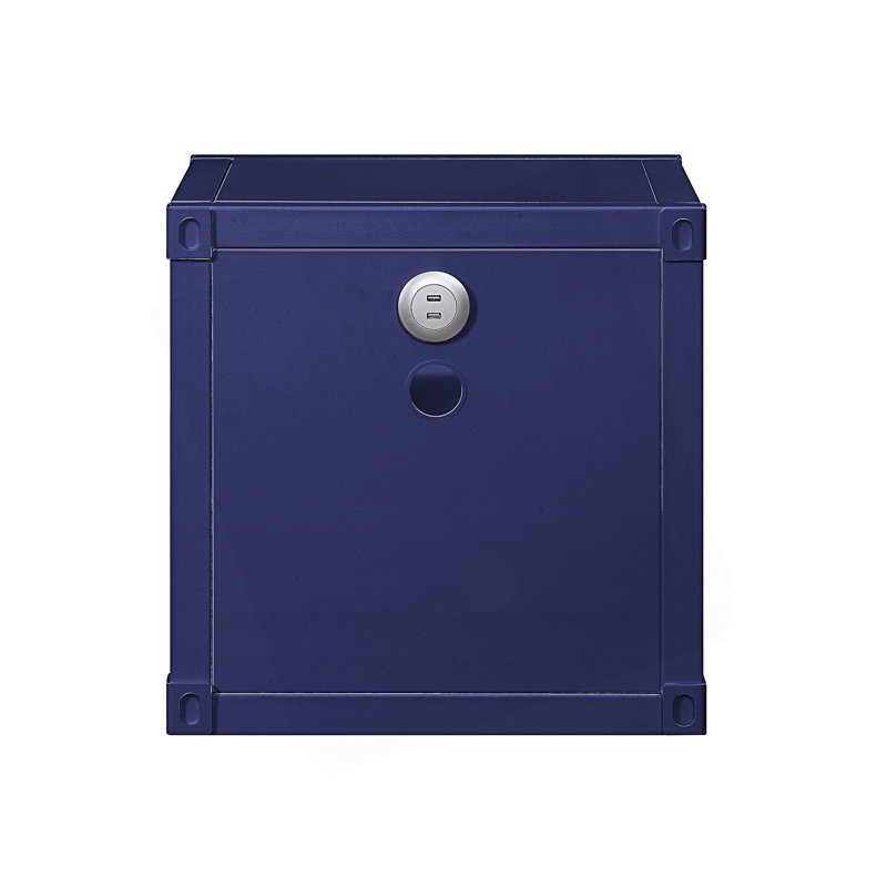 Industrial Nightstand With USB, End Table