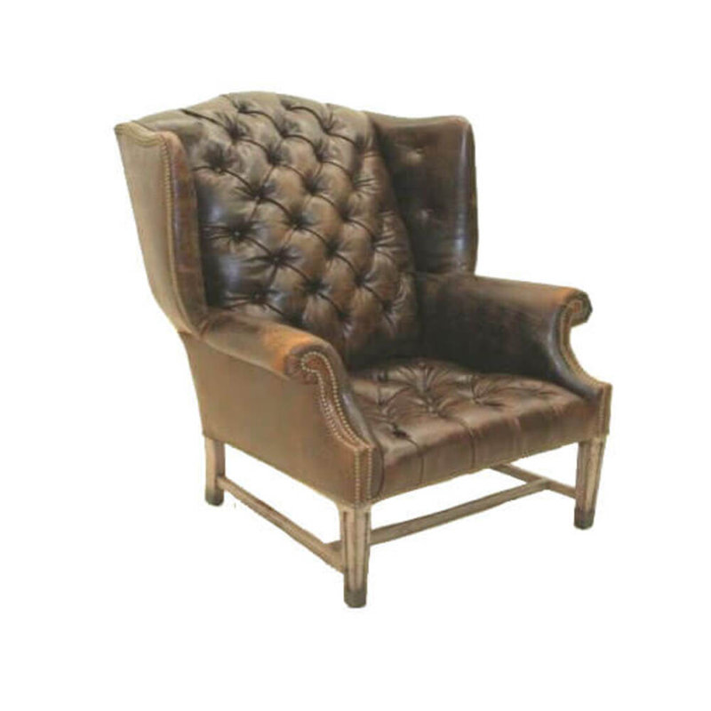 Leather Wingback Chair, Bristol 5410, Pewter, Old Gold E